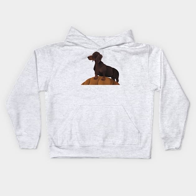 Halloween Hound - Dachshund in autumn Kids Hoodie by themarementality